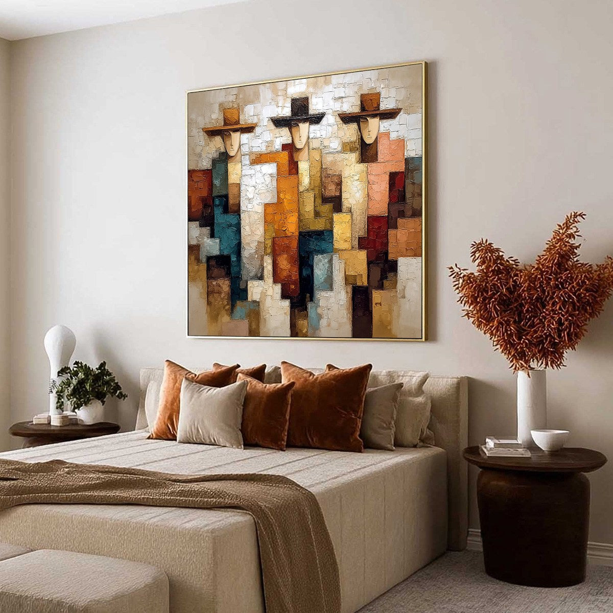 THE TRIAD: Textured Figurative Abstract Painting of Three Figures - Image 7