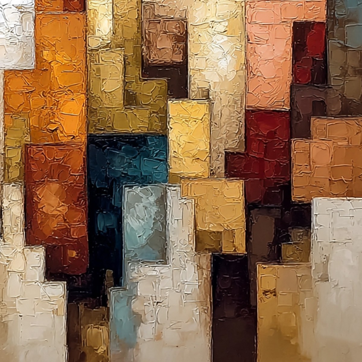 THE TRIAD: Textured Figurative Abstract Painting of Three Figures - Image 3