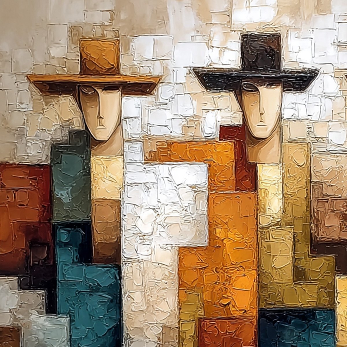 THE TRIAD: Textured Figurative Abstract Painting of Three Figures - Image 5