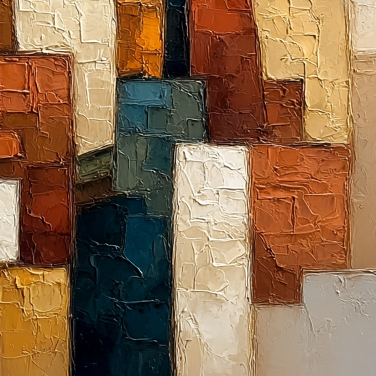THE TRIAD: Textured Geometric Figurative Portrait Painting - Image 3