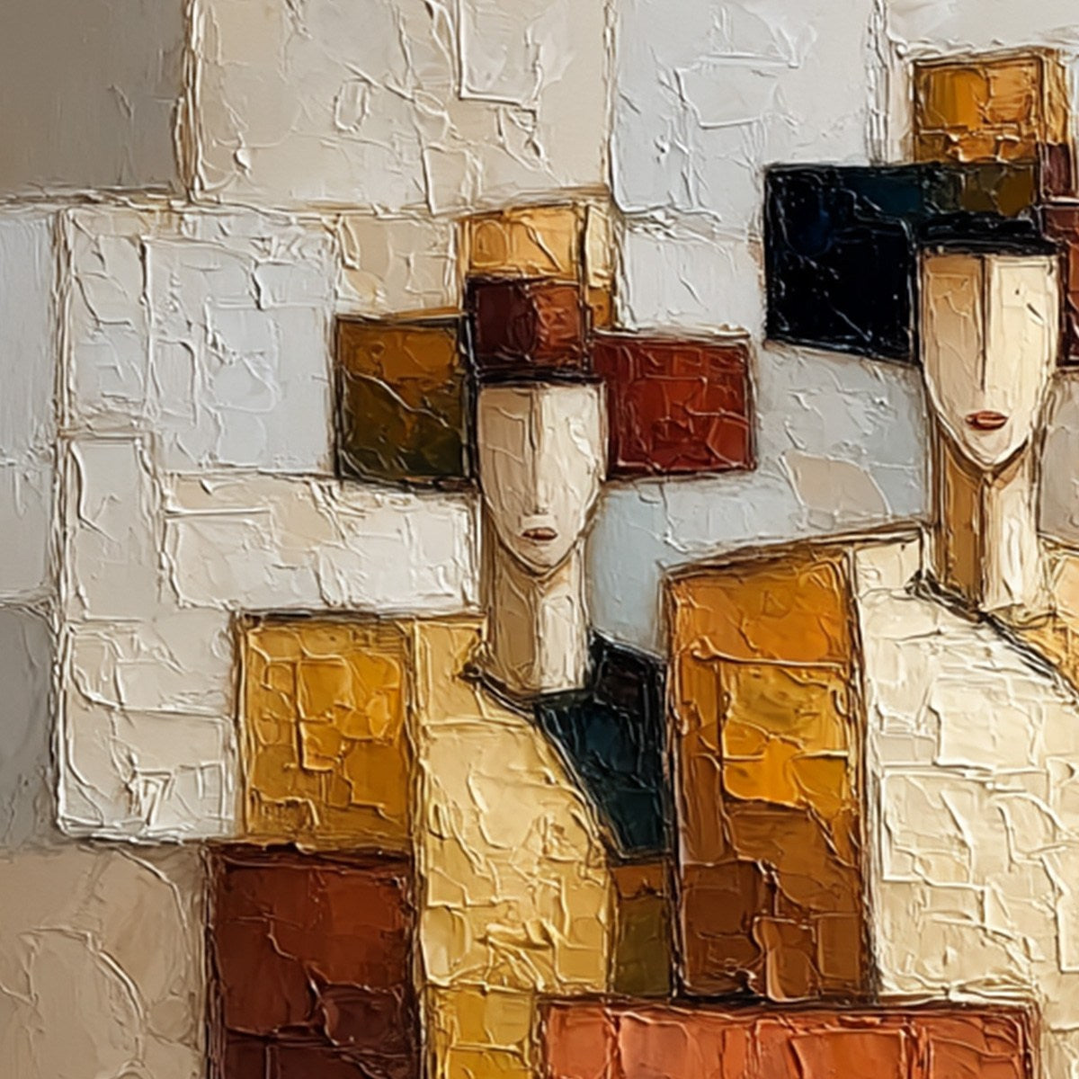 THE TRIAD: Textured Geometric Figurative Portrait Painting - Image 5
