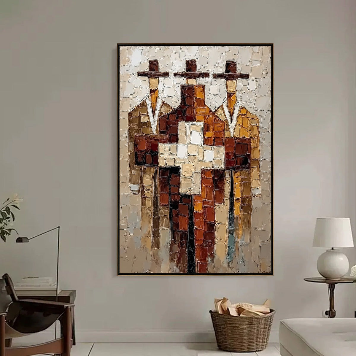 THE TRIAD: Textured Impasto Painting of Abstract Figures - Image 6