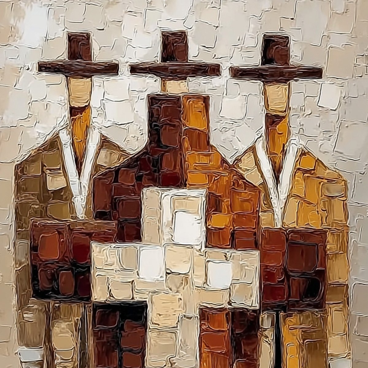 THE TRIAD: Textured Impasto Painting of Abstract Figures - Image 3