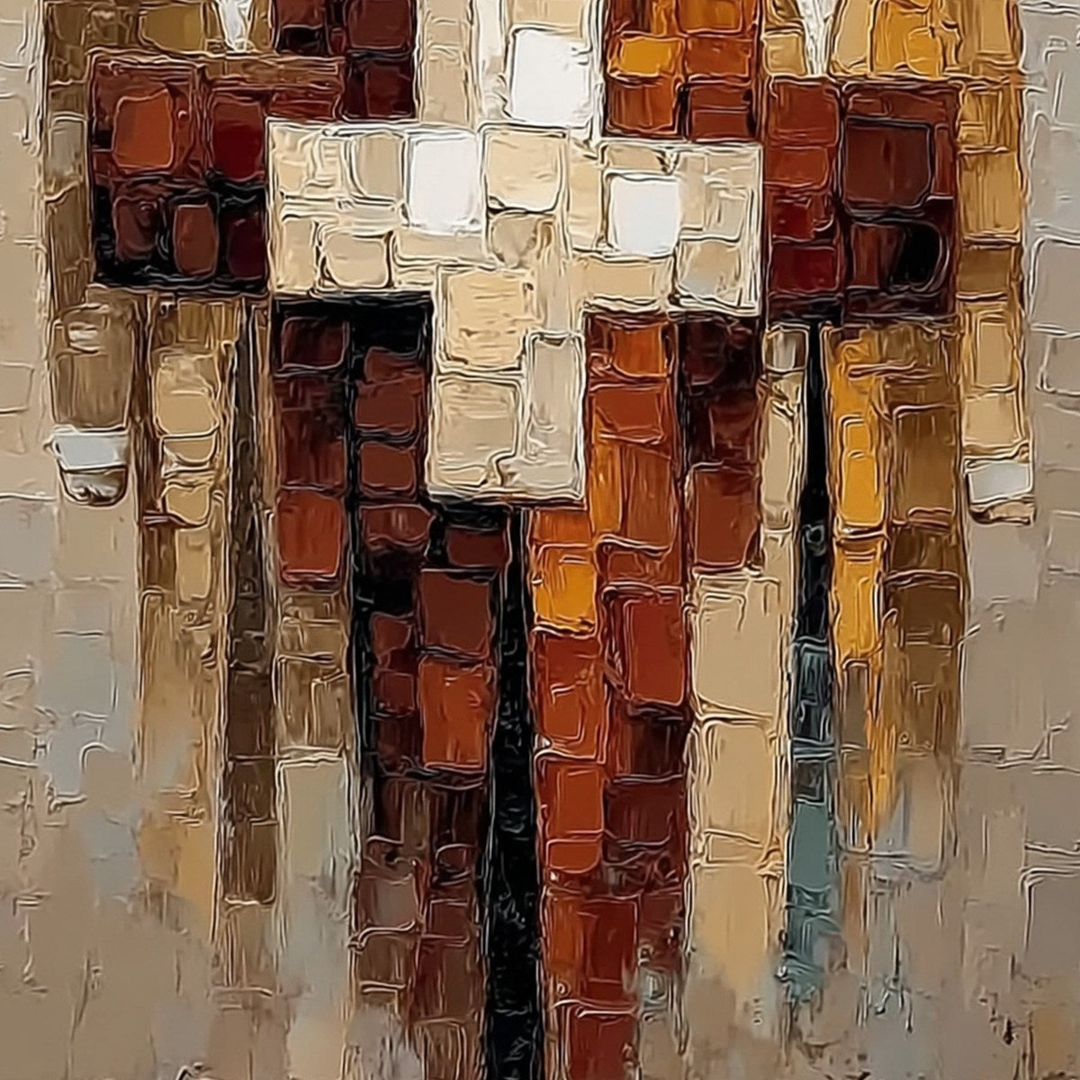 THE TRIAD: Textured Impasto Painting of Abstract Figures - Image 5