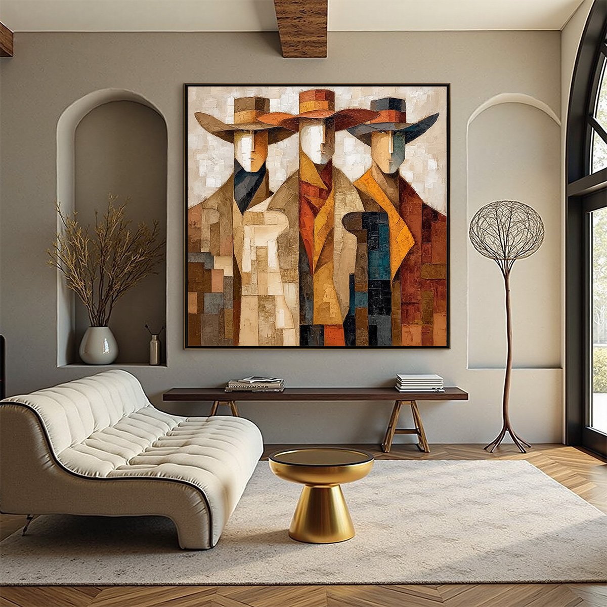 THE UNISON: Abstract Textured Figurative Painting of Three Men - Image 2