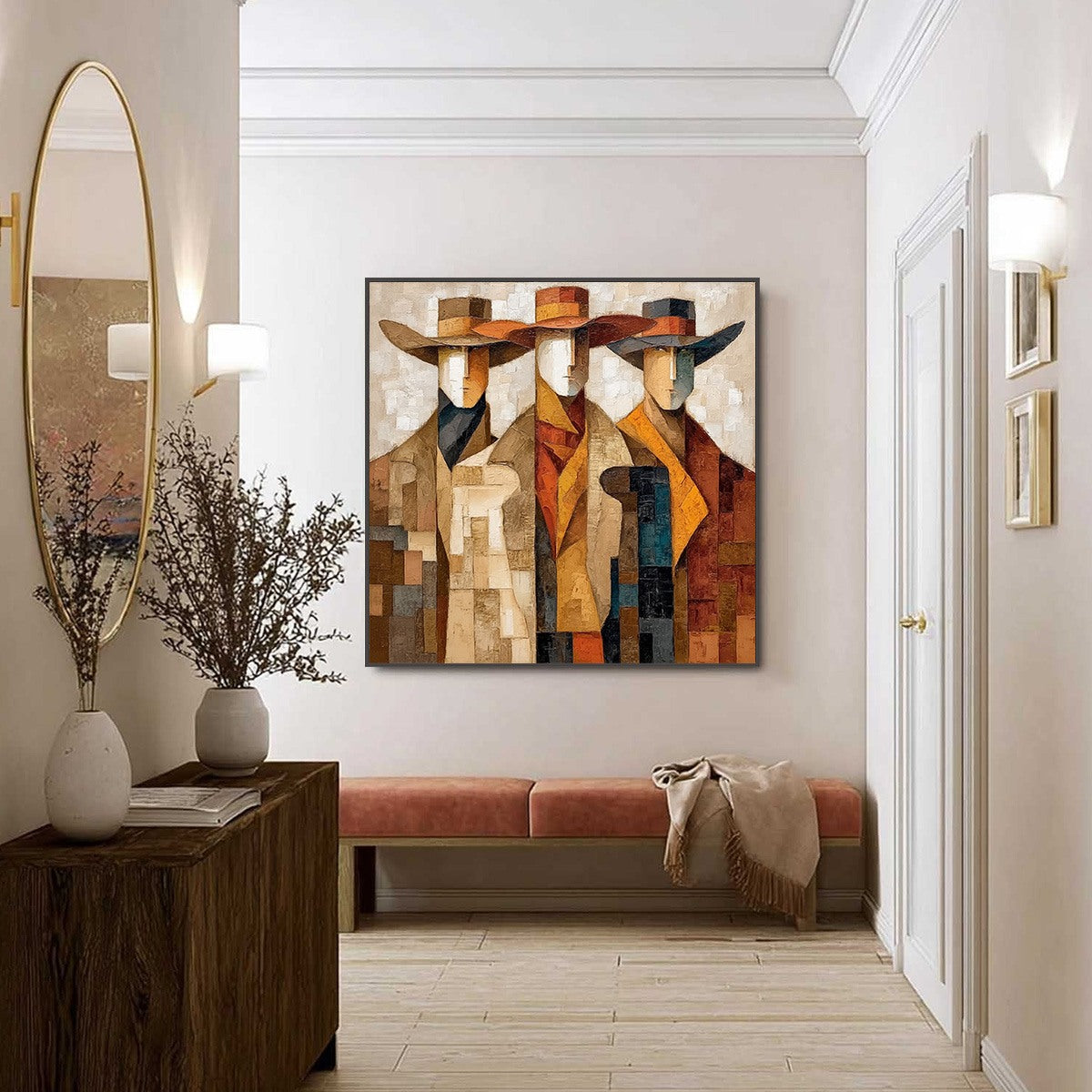 THE UNISON: Abstract Textured Figurative Painting of Three Men - Image 4
