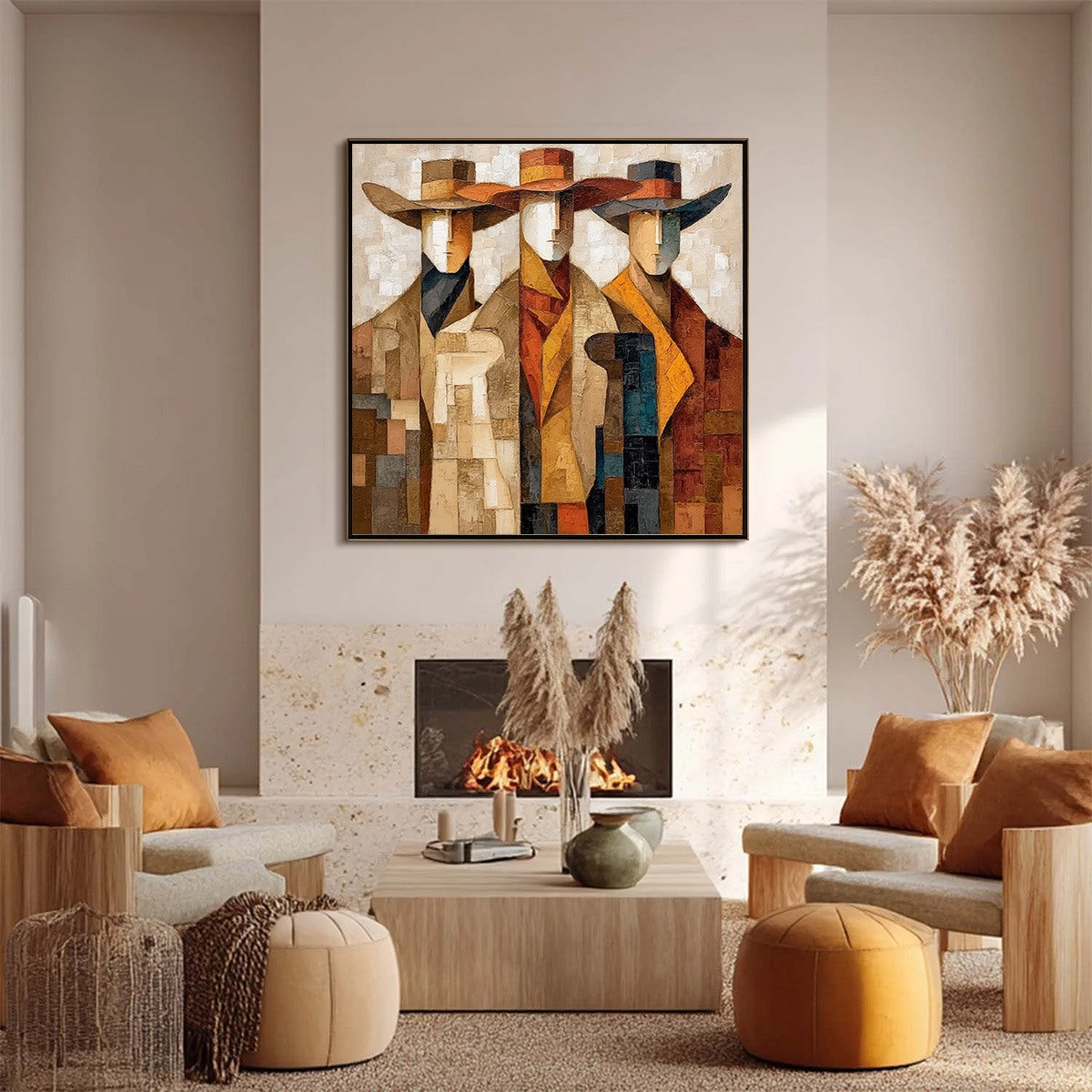 THE UNISON: Abstract Textured Figurative Painting of Three Men - Image 6