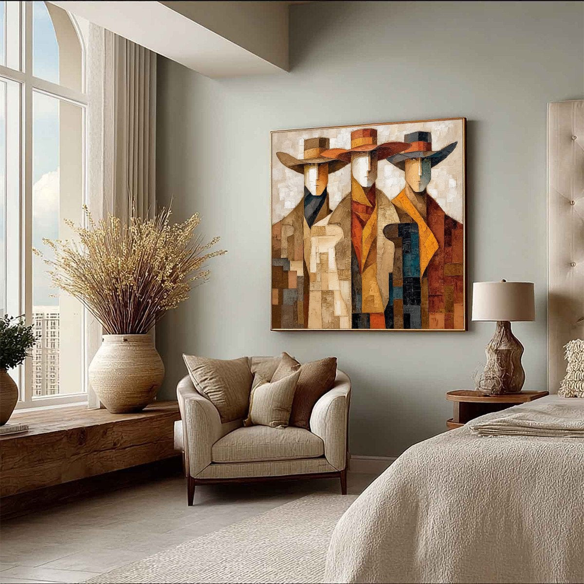 THE UNISON: Abstract Textured Figurative Painting of Three Men - Image 8