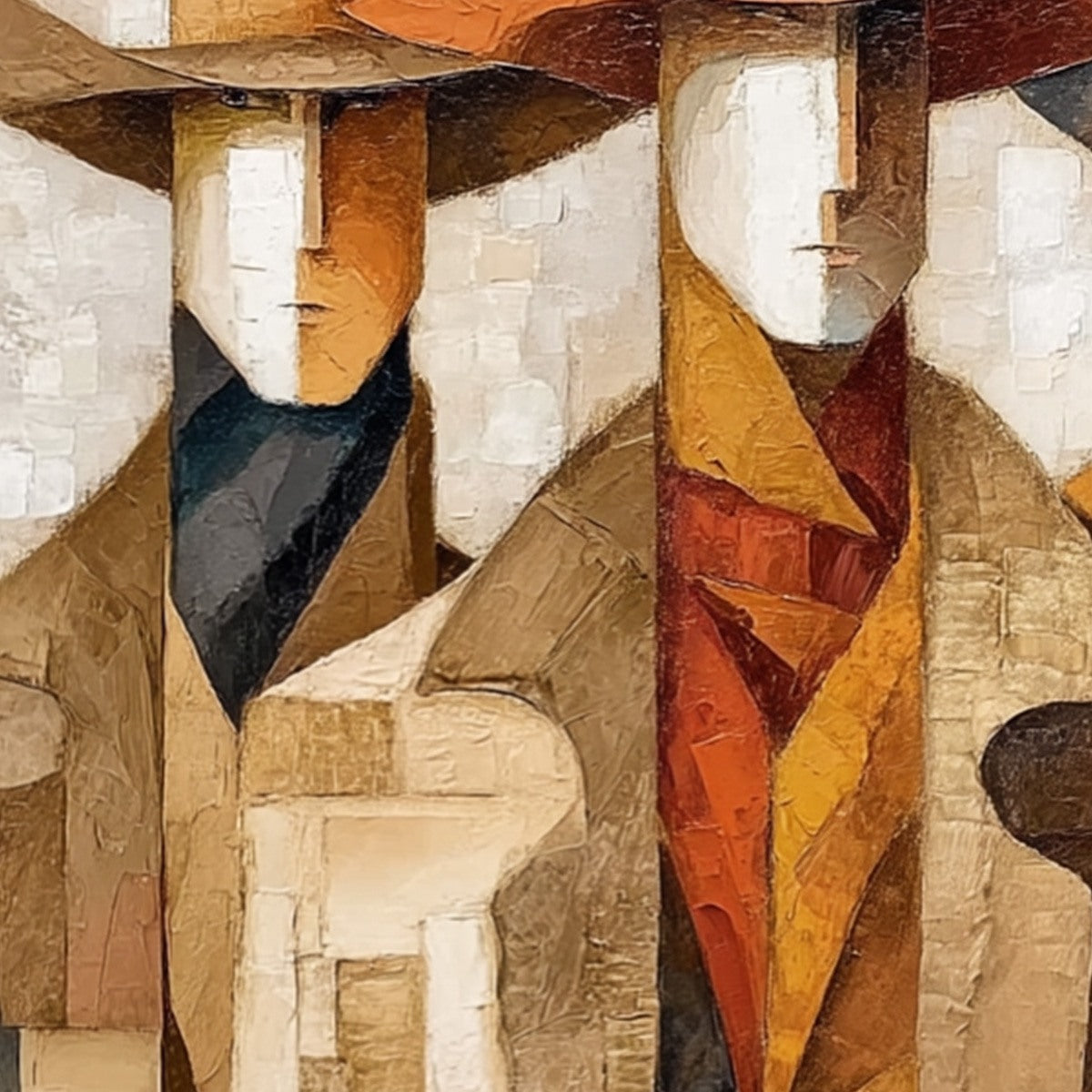 THE UNISON: Abstract Textured Figurative Painting of Three Men - Image 3