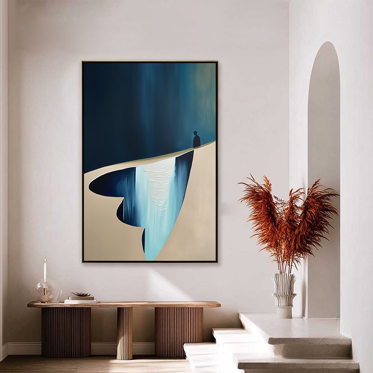 THE VERGE: Minimalist Abstract Painting of a Figure and Chasm - Image 4
