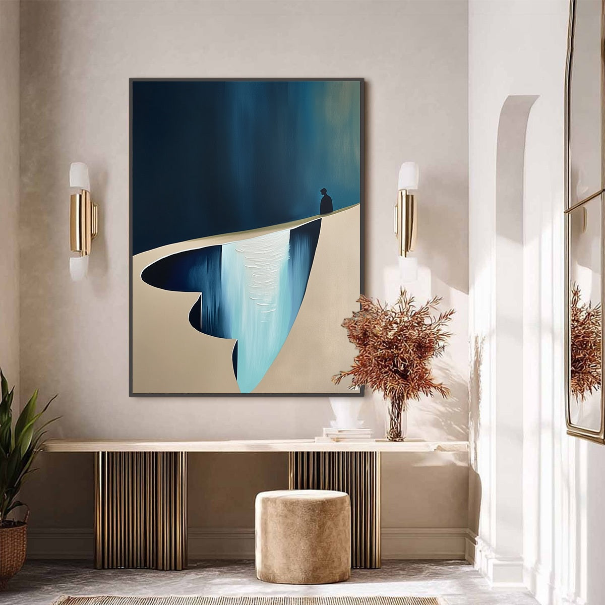 THE VERGE: Minimalist Abstract Painting of a Figure and Chasm - Image 6
