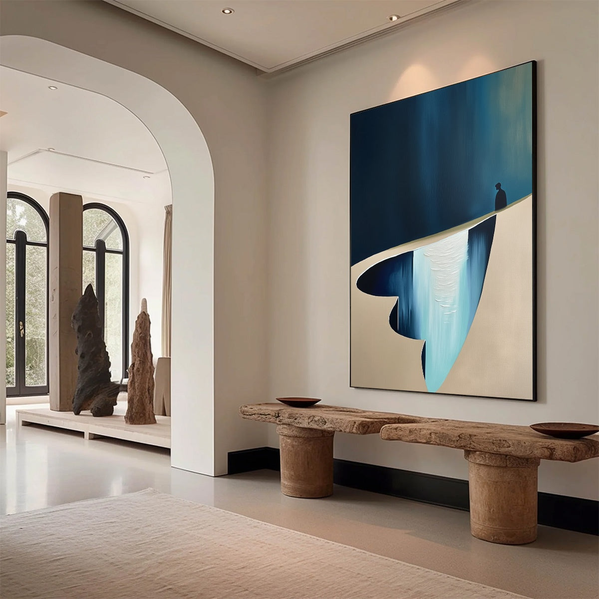THE VERGE: Minimalist Abstract Painting of a Figure and Chasm - Image 7