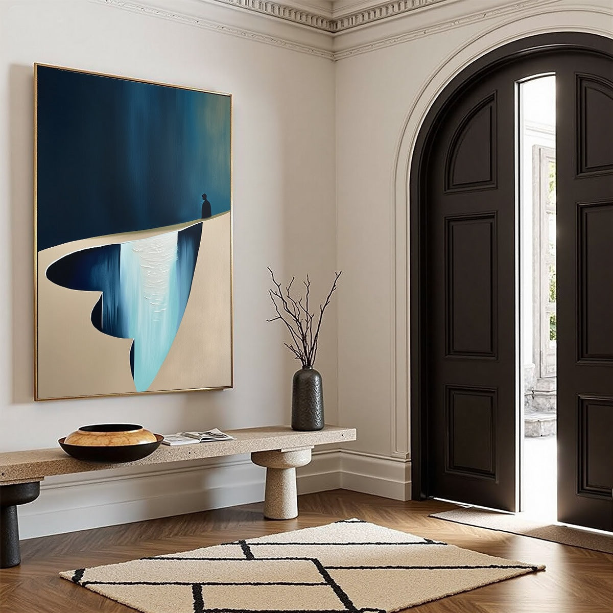 THE VERGE: Minimalist Abstract Painting of a Figure and Chasm - Image 8