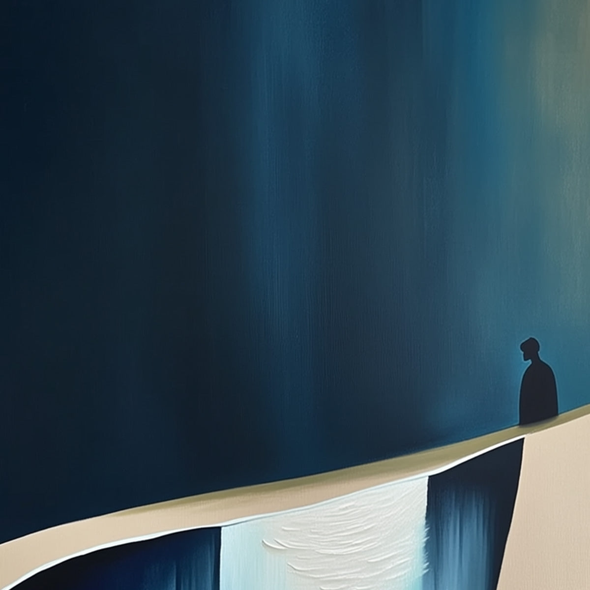 THE VERGE: Minimalist Abstract Painting of a Figure and Chasm - Image 3