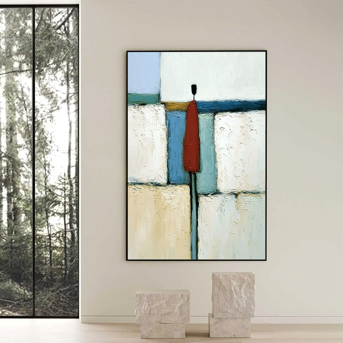 THE VISITOR: Textured Abstract Figurative Painting for Modern Decor - Image 2