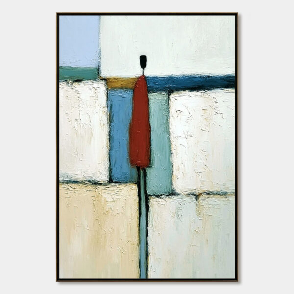 THE VISITOR: Textured Abstract Figurative Painting for Modern Decor