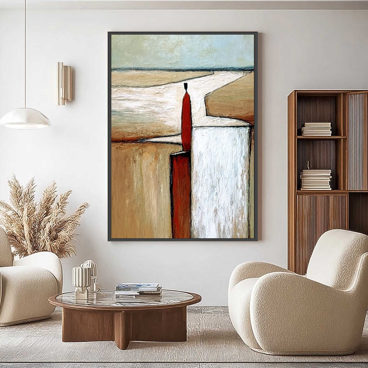 THE VOYAGER: Textured Minimalist Painting of a Solitary Figure - Image 4