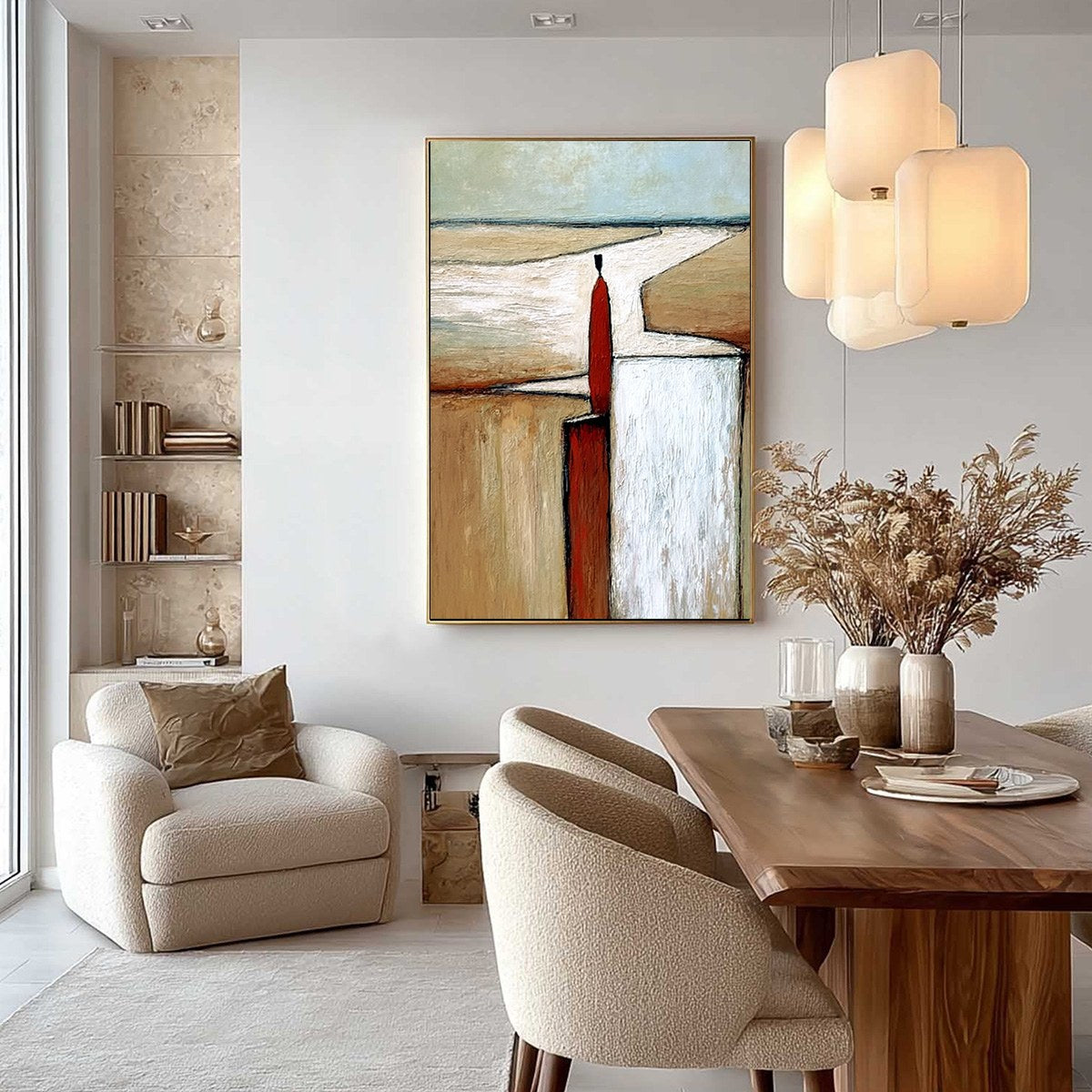 THE VOYAGER: Textured Minimalist Painting of a Solitary Figure - Image 6