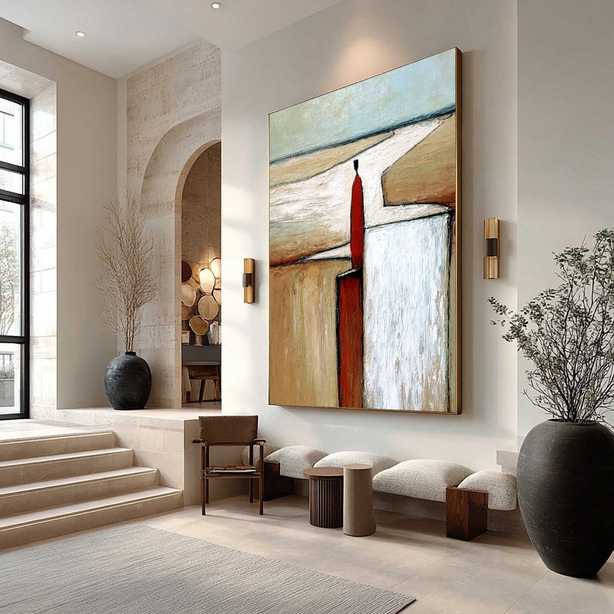 THE VOYAGER: Textured Minimalist Painting of a Solitary Figure - Image 7