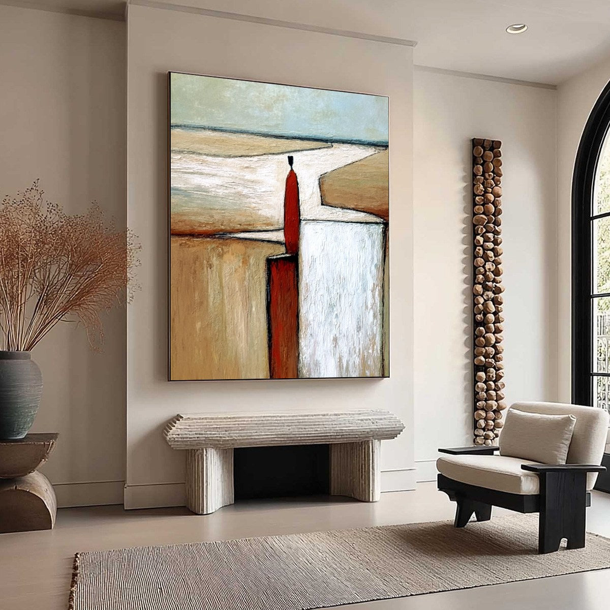 THE VOYAGER: Textured Minimalist Painting of a Solitary Figure - Image 8