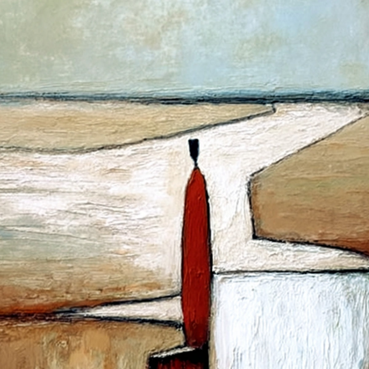 THE VOYAGER: Textured Minimalist Painting of a Solitary Figure - Image 5