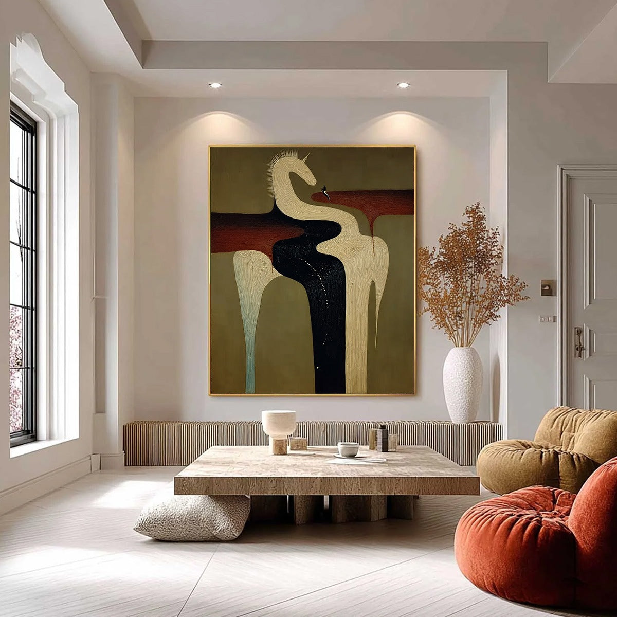 THE VOYAGER'S STEED: Textured Abstract Unicorn Painting for Modern Decor - Image 2