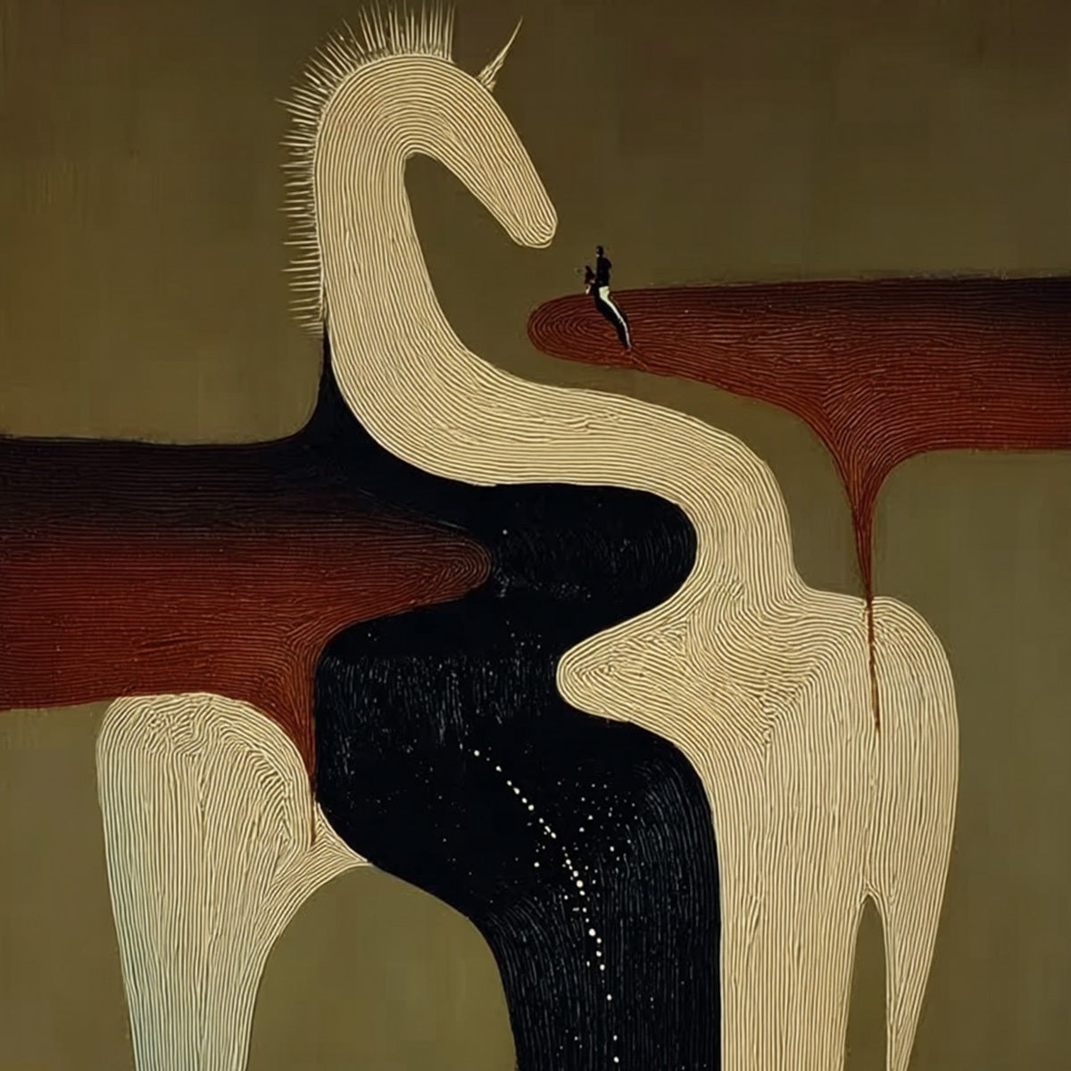THE VOYAGER'S STEED: Textured Abstract Unicorn Painting for Modern Decor - Image 3