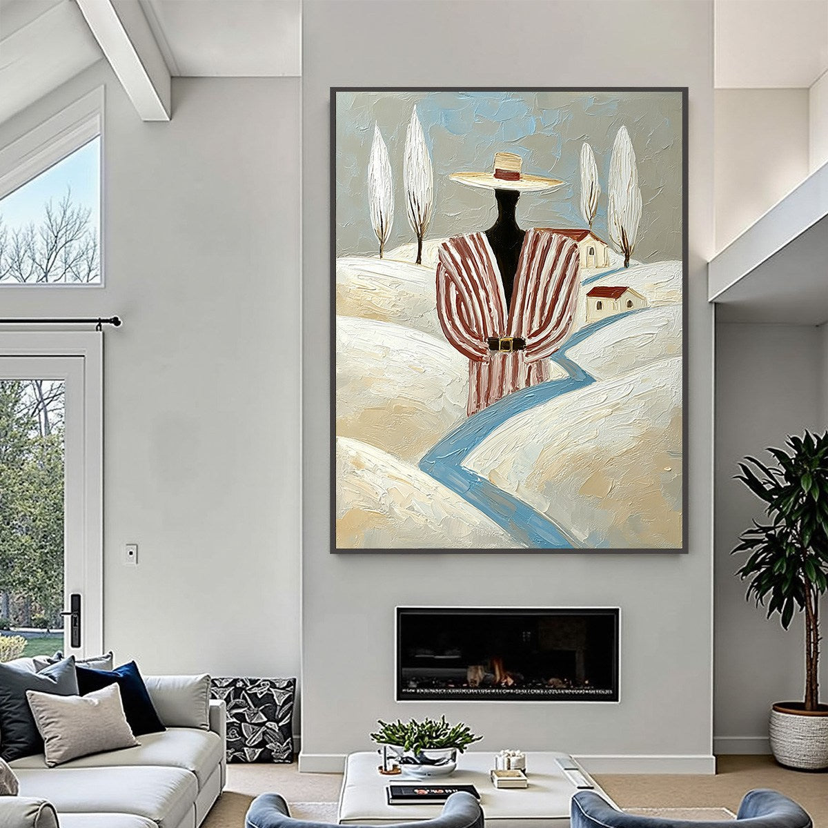 THE WANDERER'S PATH: Textured Figurative Landscape Painting - Image 2