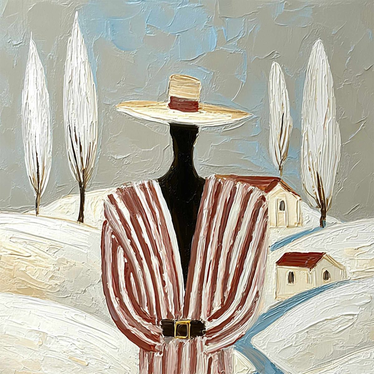 THE WANDERER'S PATH: Textured Figurative Landscape Painting - Image 3