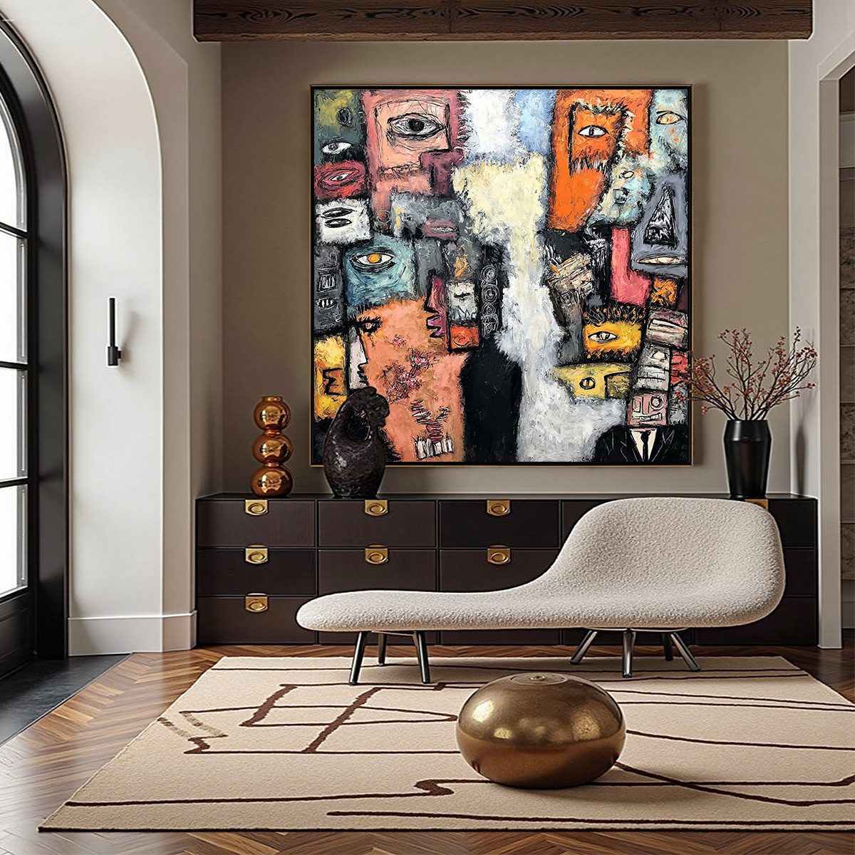 THE WATCHERS: Large Square Abstract Figurative Wall Art - Image 4