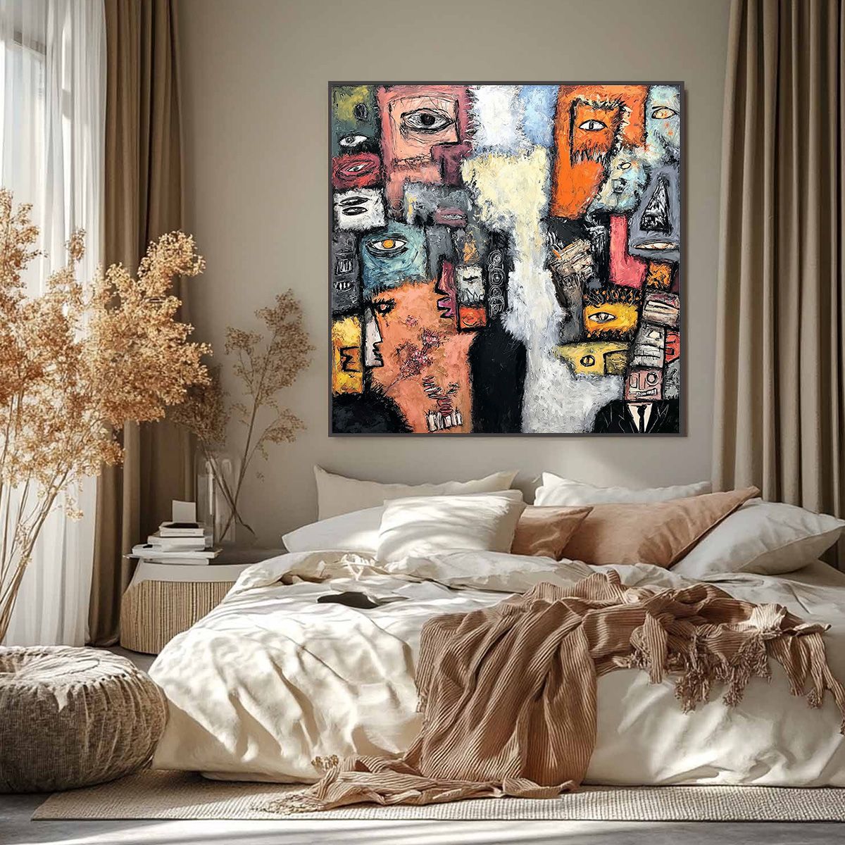 THE WATCHERS: Large Square Abstract Figurative Wall Art - Image 2