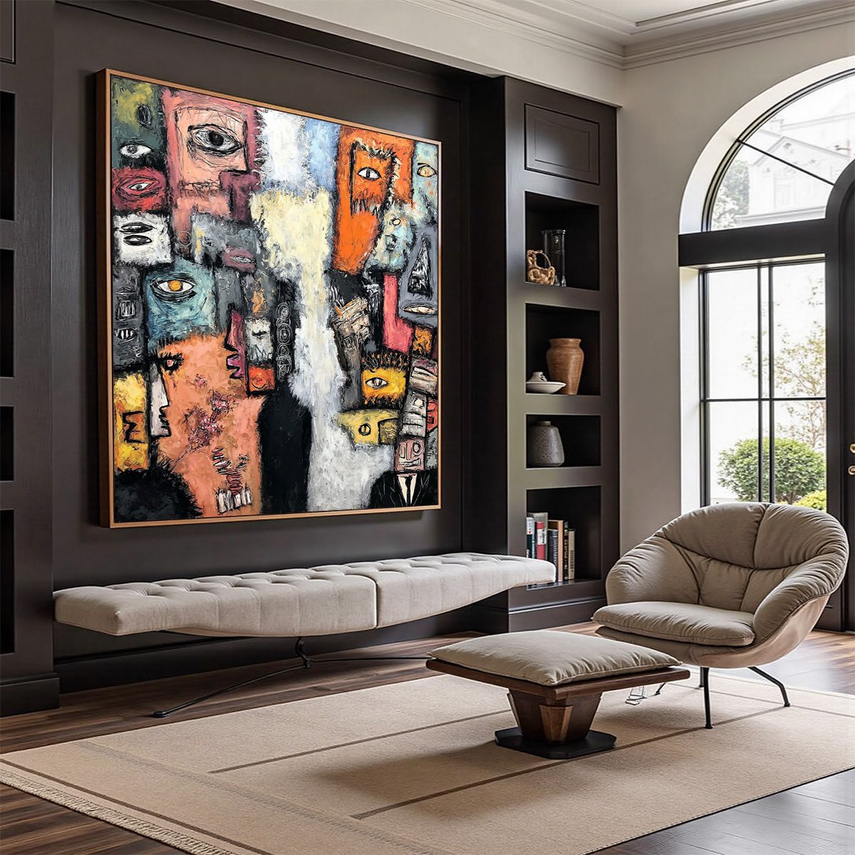 THE WATCHERS: Large Square Abstract Figurative Wall Art - Image 7