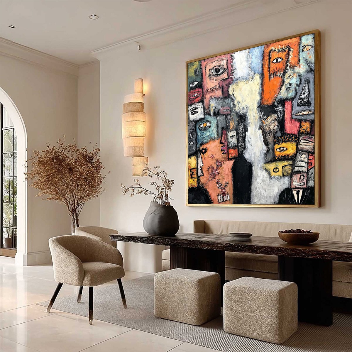 THE WATCHERS: Large Square Abstract Figurative Wall Art - Image 8