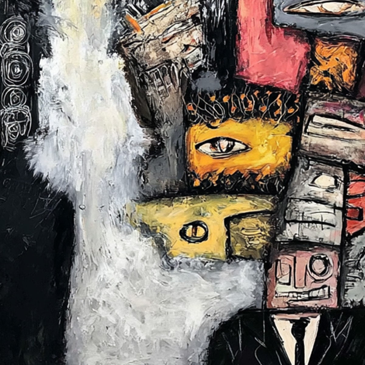 THE WATCHERS: Large Square Abstract Figurative Wall Art - Image 3