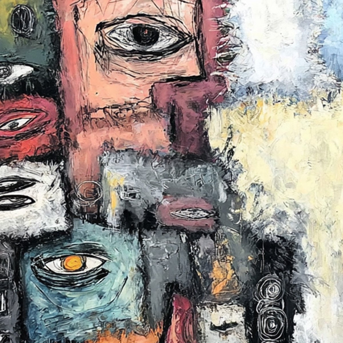 THE WATCHERS: Large Square Abstract Figurative Wall Art - Image 5