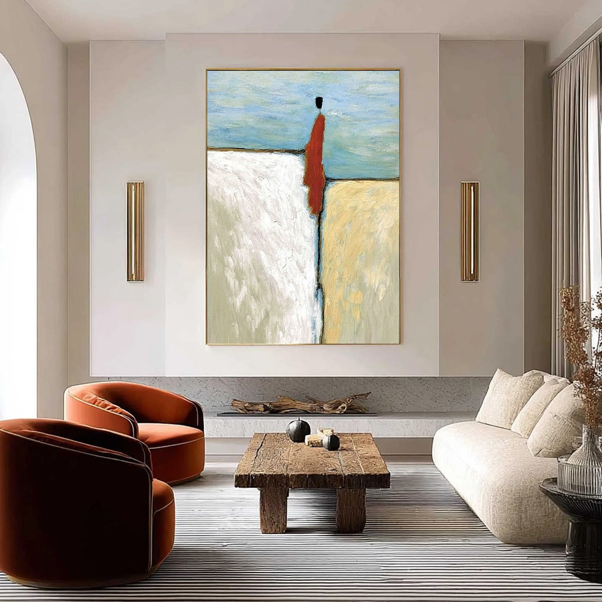 THE WATCHER: Minimalist Figurative Abstract Textured Painting - Image 6