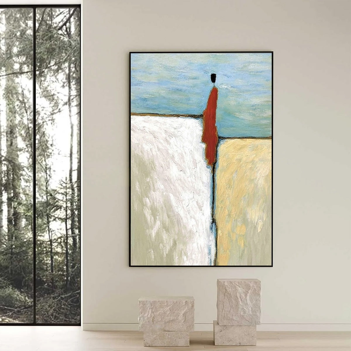 THE WATCHER: Minimalist Figurative Abstract Textured Painting - Image 2
