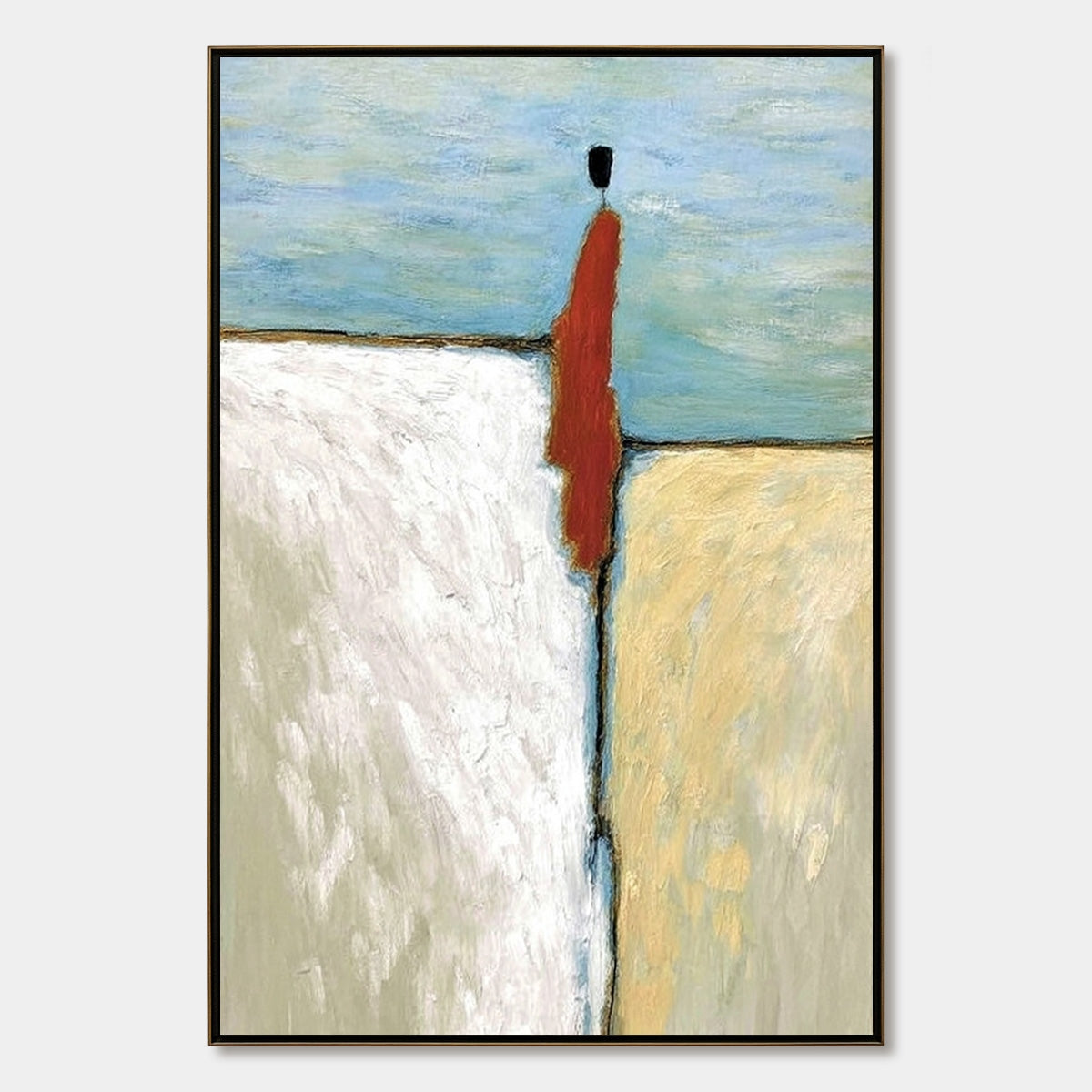 THE WATCHER: Minimalist Figurative Abstract Textured Painting