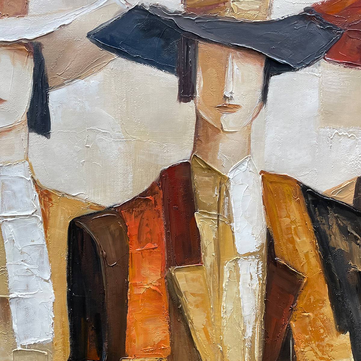 THE COMPANIONS: Textured Figurative Portrait Oil Painting with Palette Knife - Image 3