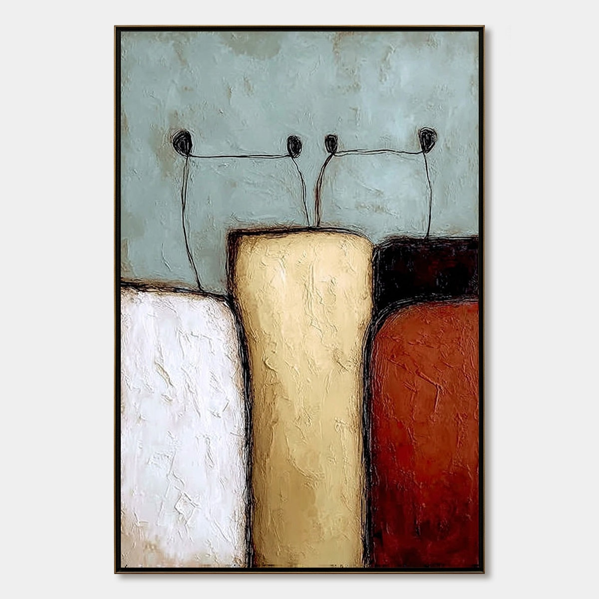 THE GATHERING: Textured Wabi Sabi Abstract Painting of Earthy Forms