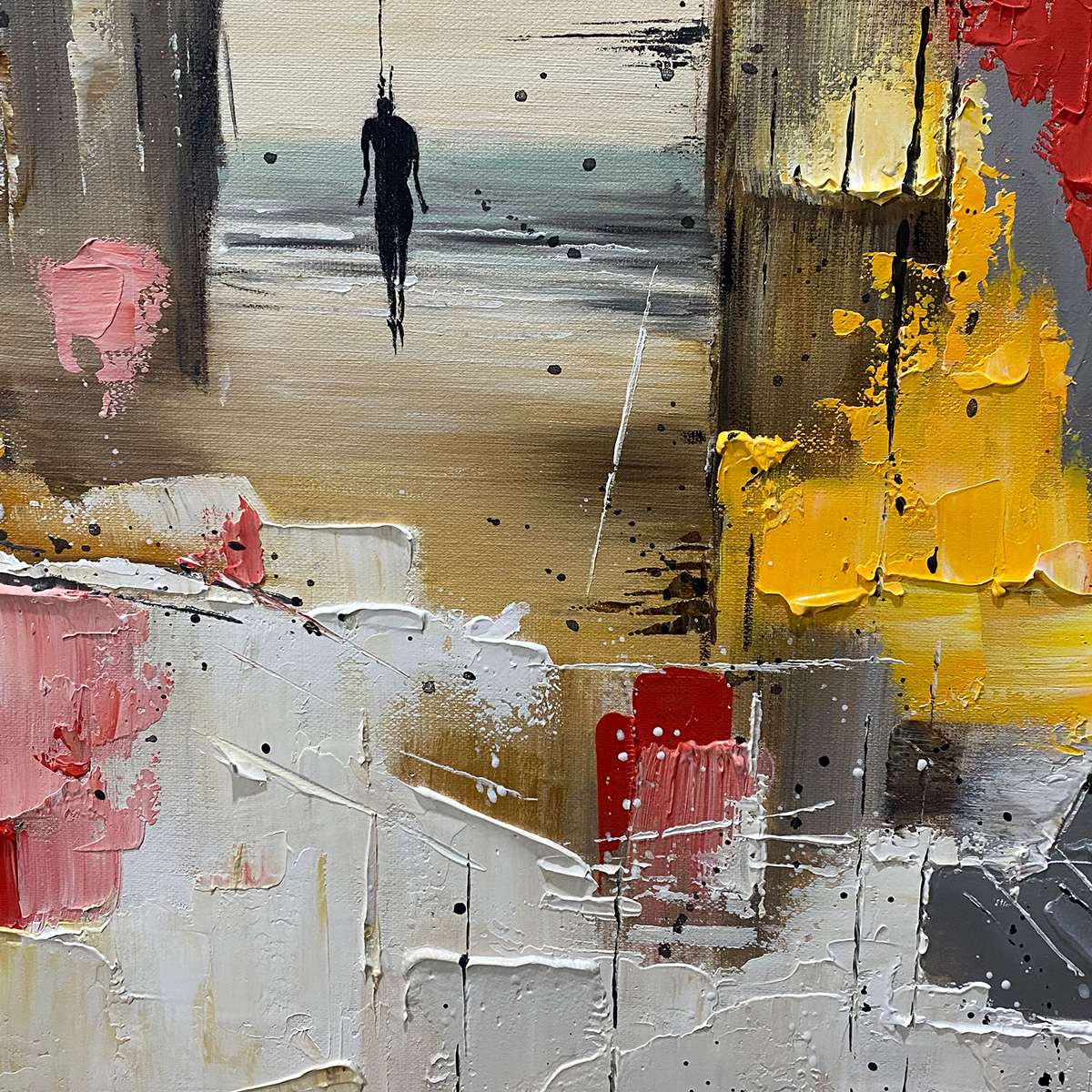 THRESHOLD: Textured Impasto Abstract Seaside Oil Painting - Image 3