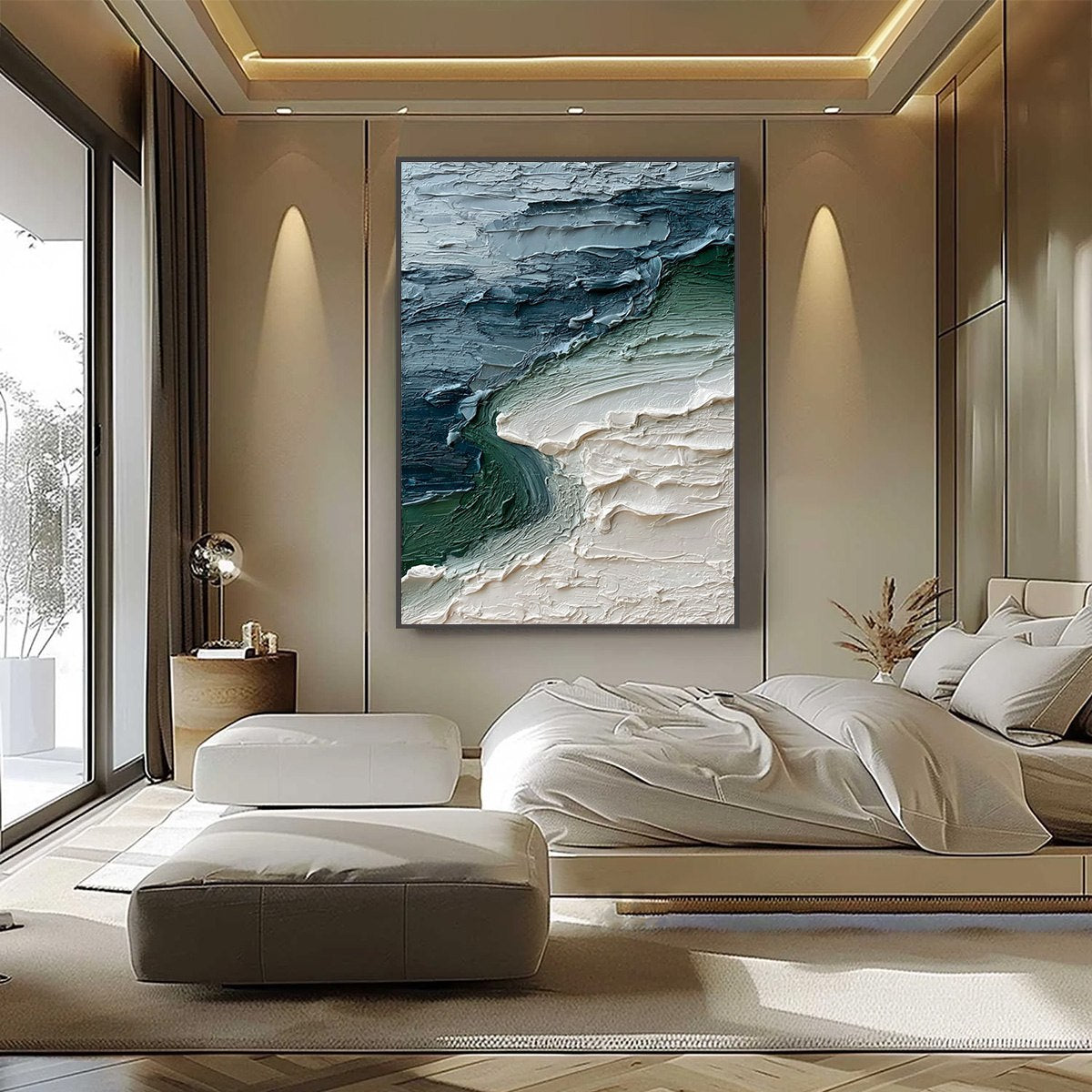 TIDAL CONVERGENCE: Textured Wabi Sabi Abstract Seascape Painting - Image 6