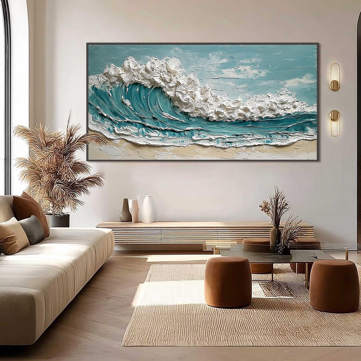 TIDAL CREST: Textured Impasto Ocean Wave Painting - Image 6