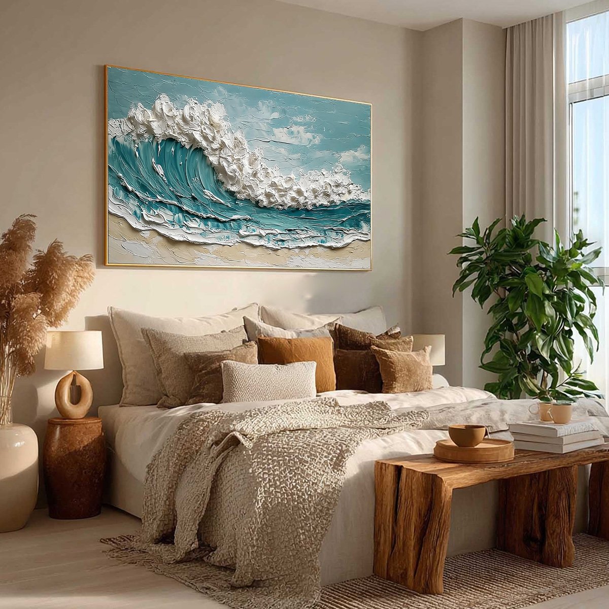 TIDAL CREST: Textured Impasto Ocean Wave Painting - Image 8