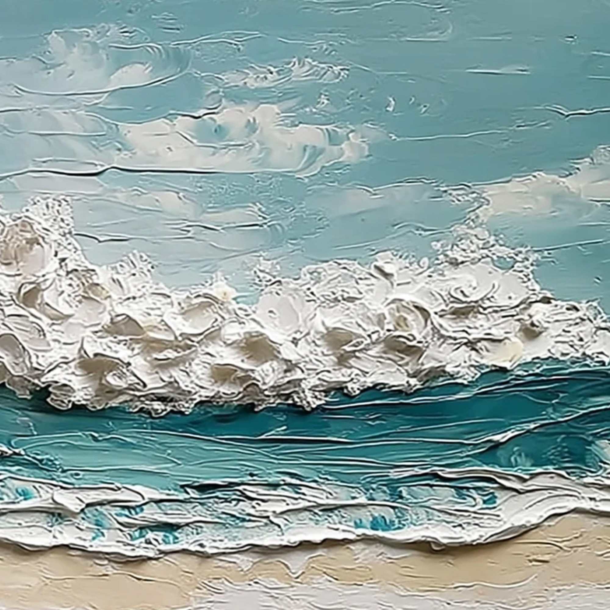 TIDAL CREST: Textured Impasto Ocean Wave Painting - Image 5