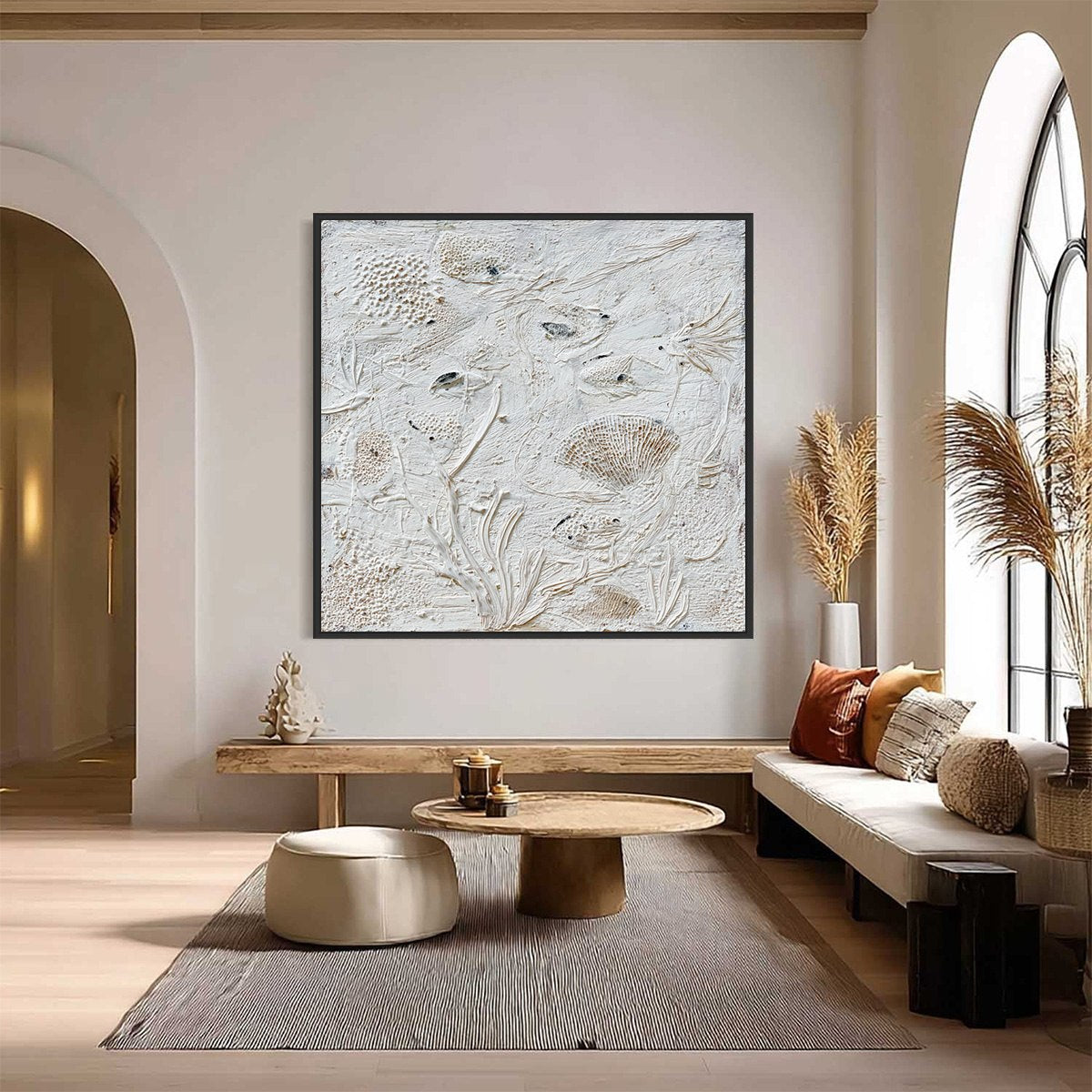 TIDAL RELICS: Textured Wabi Sabi Abstract Ocean Painting - Image 2