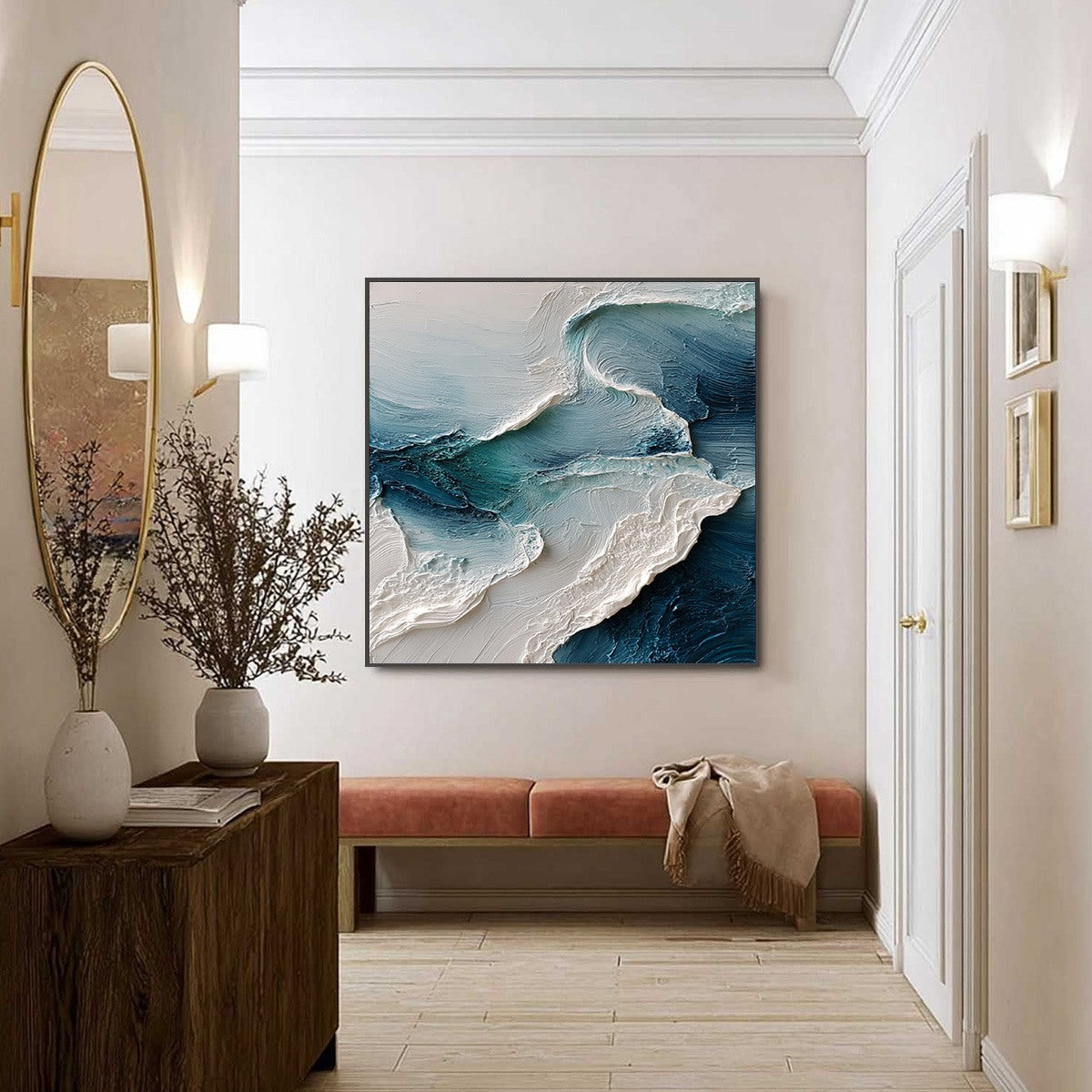TIDAL RHYTHM: Wabi Sabi Textured Abstract Ocean Wave Painting - Image 4