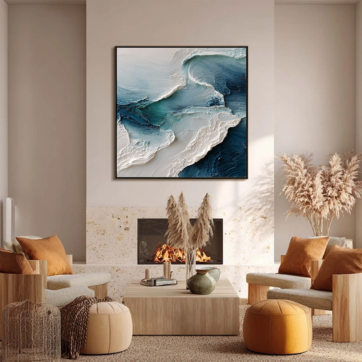 TIDAL RHYTHM: Wabi Sabi Textured Abstract Ocean Wave Painting - Image 6