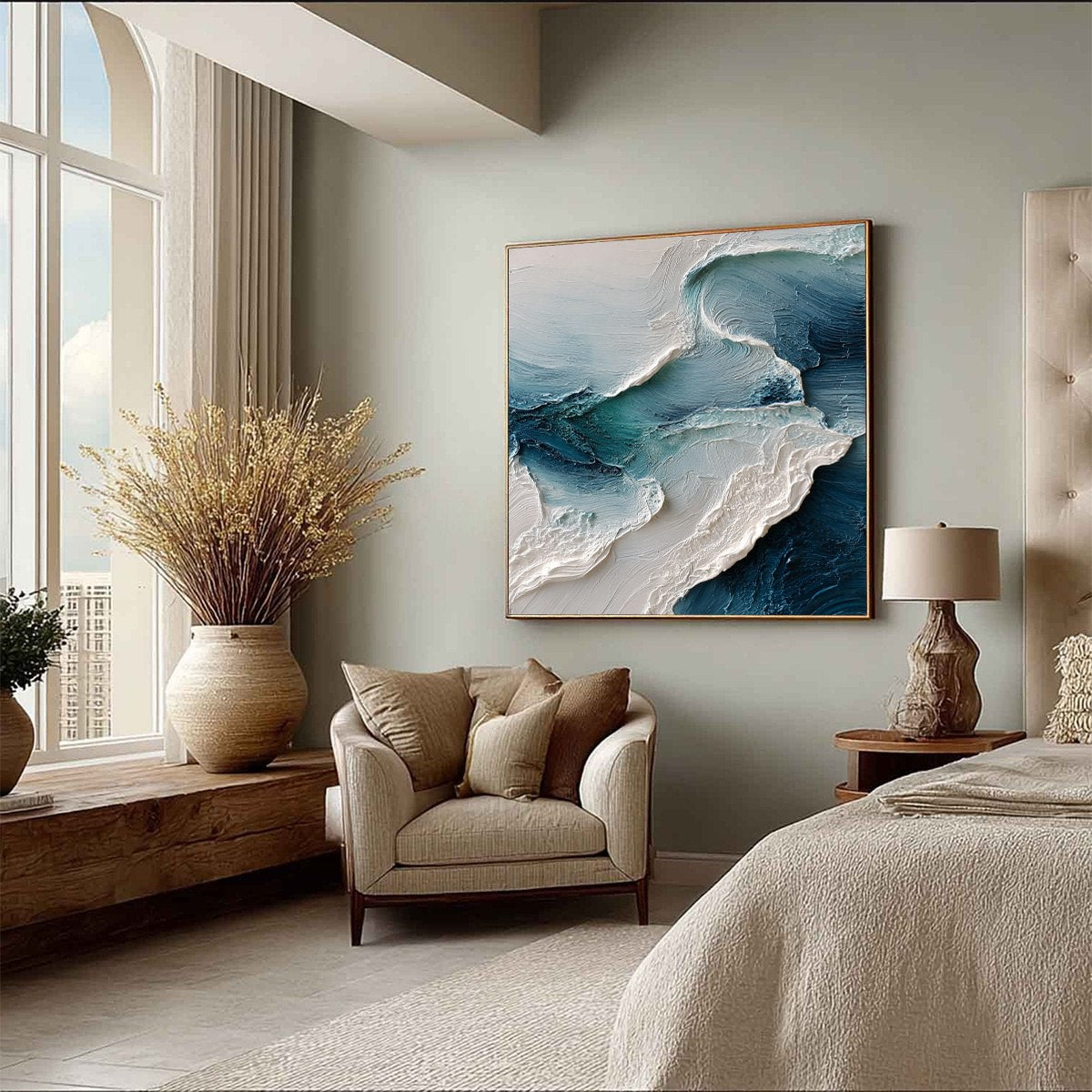 TIDAL RHYTHM: Wabi Sabi Textured Abstract Ocean Wave Painting - Image 8