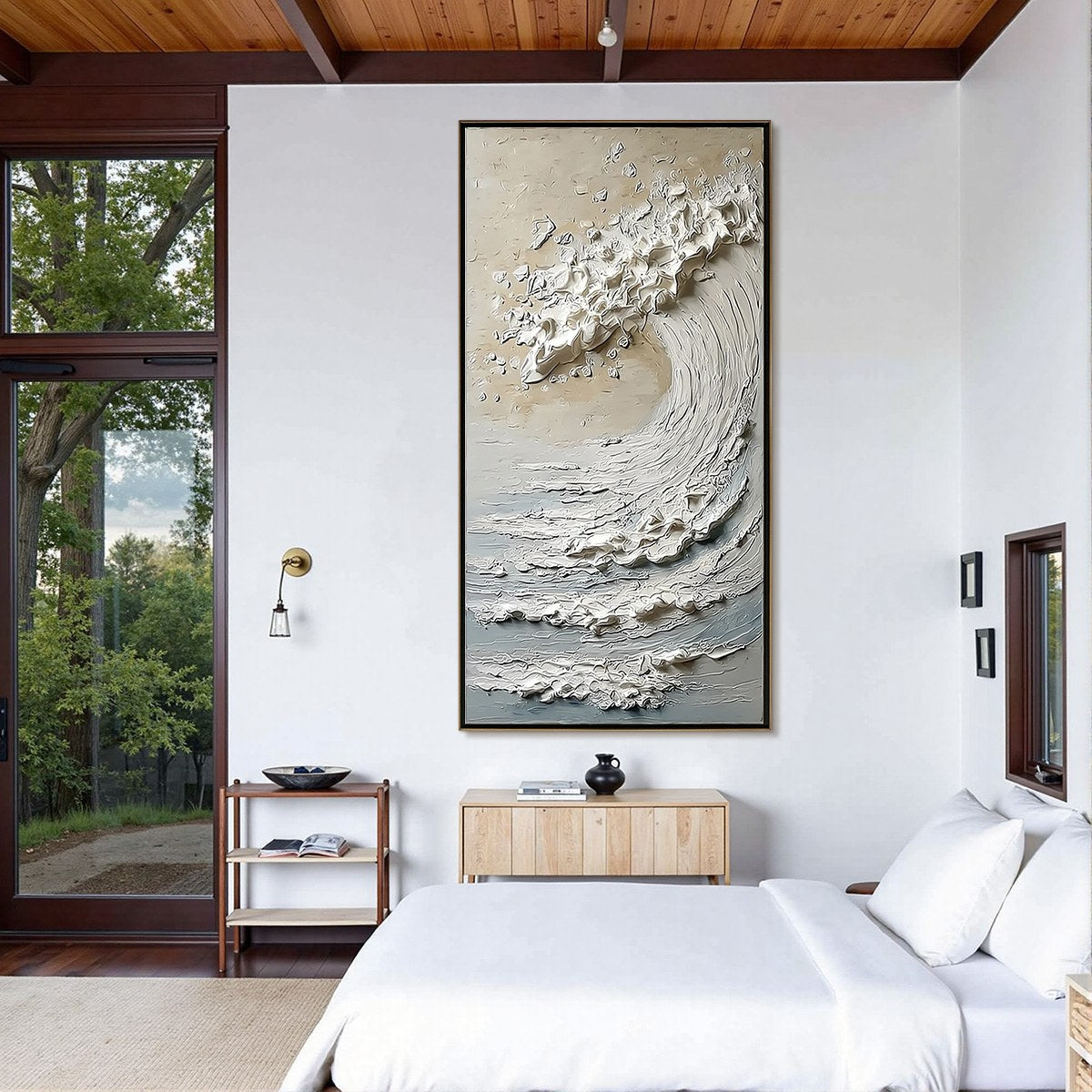 TIDAL SERENITY: Textured Wabi Sabi Ocean Wave Painting - Image 6